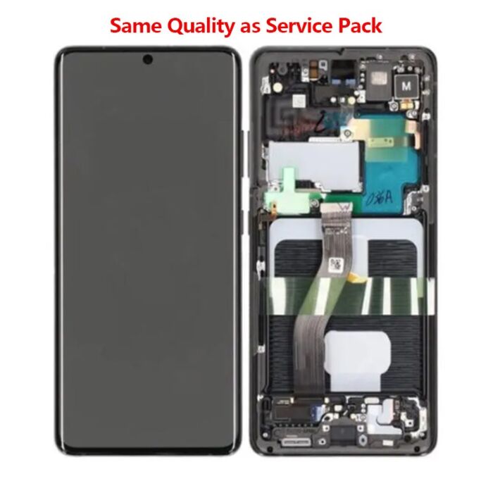 Samsung S21Ultra G998 Service Pack OLED Screen Assembled with Third Party Frame Black
