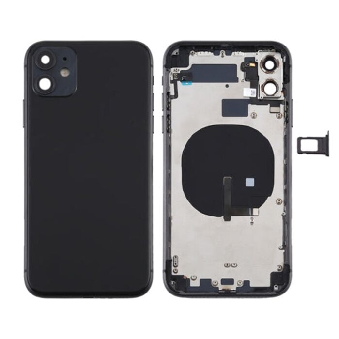 Back Housing with Power Flex Black No Logo for iPhone 11 (Best Aftermarket)