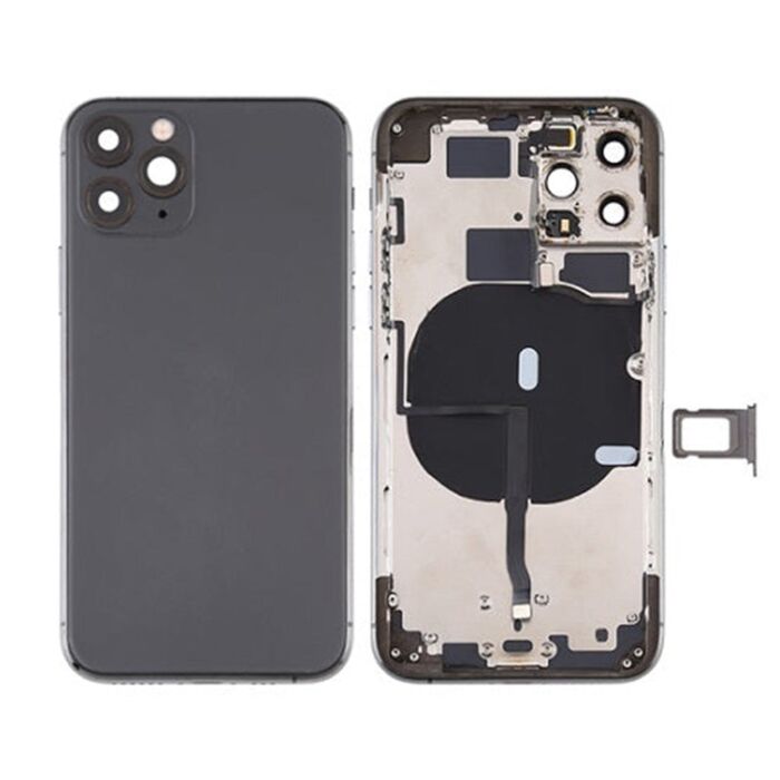 Back Housing with Power Flex Black No Logo for iPhone 11Pro Max (Best Aftermarket)