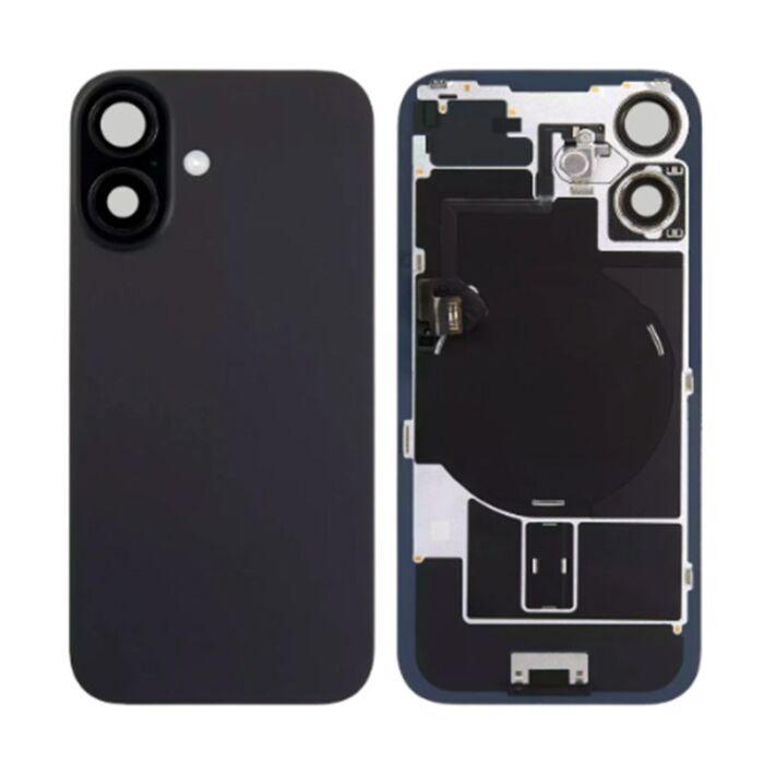 Back Panel with Wireless Charging Flex for iPhone 16Plus Black No Logo (Best Quality)