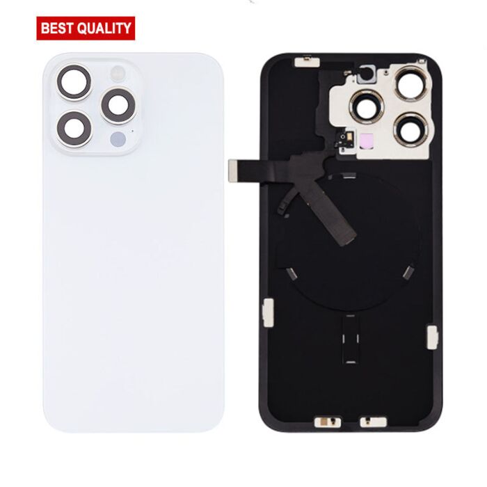 Back Panel with Wireless Charging Flex White No Logo for iPhone 15Pro Max (Best Quality)