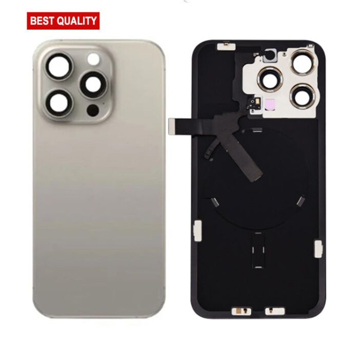 Back Panel with Wireless Charging Flex Grey No Logo for iPhone 15Pro Max (Best Quality)